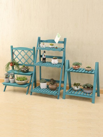 陽台花架 客廳花架置物架多層實木質折疊防腐客廳陽臺室內階梯花盆花架子多肉架