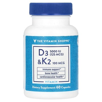 The Vitamin Shoppe, 維生素 D3 和 K2，60 粒膠囊