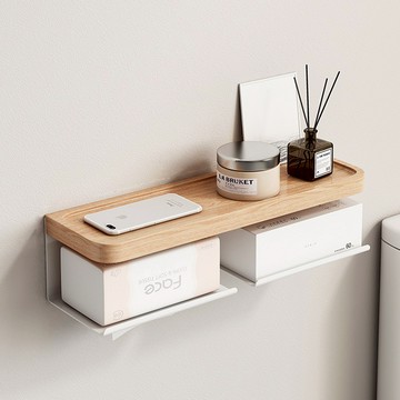 【好物良品】38cm_原木質感面紙盒置物架38cm_深胡桃木＋黑