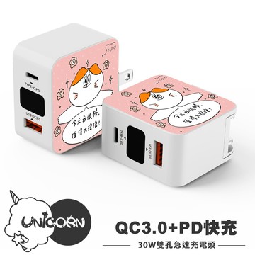 【MIA STUDIO x Unicorn聯名限量】30W雙孔急速充電頭 豆腐頭 充電插頭 快充頭 充電器