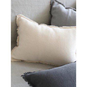 弋采現代簡約降壓侘寂風民宿全棉毛邊素色靠枕靠墊抱枕方枕腰枕套