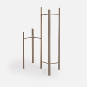 奧可利落地鐵線花架雙盆款 杏色