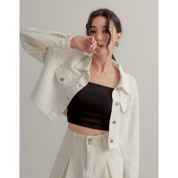 AIR SPACE LADY 率性短版牛仔外套(白/藍) 女裝 現貨