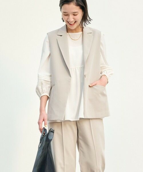 green label relaxing/グリーンレーベル リラクシング ［size SHORT/TALLあり］クリスプツイル スリーブレス ジャケット  ◇No06◇ BEIGE FREE 通販 LINEポイント最大1.0%GET LINEショッピング