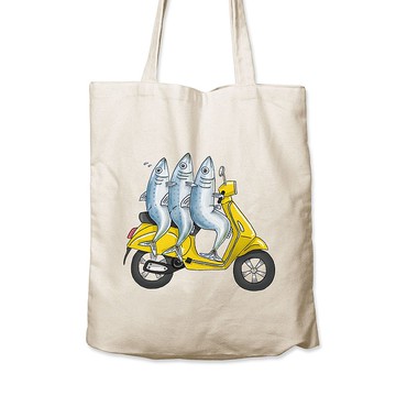 擠沙丁魚 - 原麻帆布袋