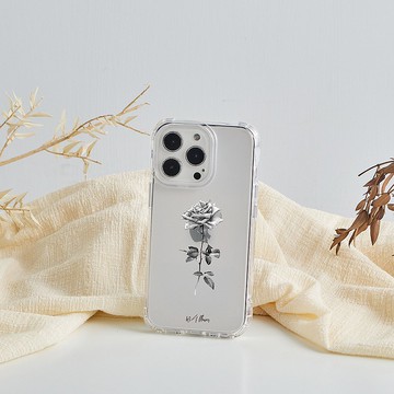 浪花聯名款經典黑白玫瑰抗黃防摔MagSafe iPhone手機殼