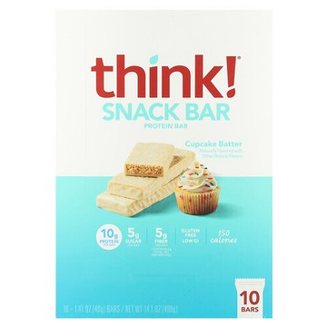 Think !, 零食蛋白棒，紙杯蛋糕面糊，10 根，每根 1.41 盎司（40 克）