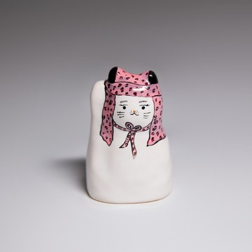 街頭開運招財貓-頭巾喵(粉紅豹紋)