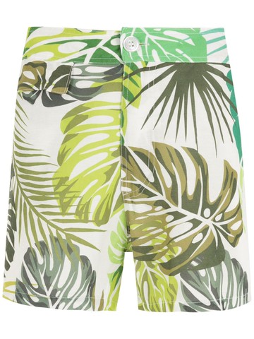 Amir Slama - leaf print shorts - men - Linen/Flax - PP - White