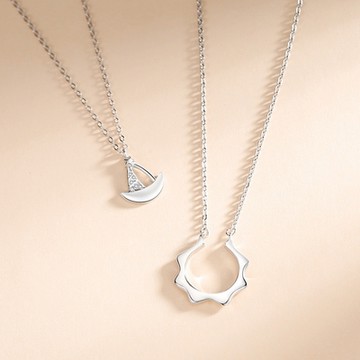 [米蘭精品] 925純銀項鍊情侶對鍊-避風港幾何鑲鑽簡約聖誕節情人節生日交換禮物74cj45