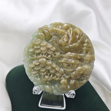 鐲心料 濃黃翡 山水牌件 | 天然緬甸玉A貨翡翠