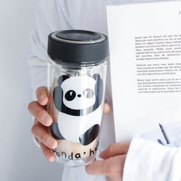 雙層玻璃杯女士高顏值水杯辦公室花茶杯帶過濾網ins風家用喝水杯