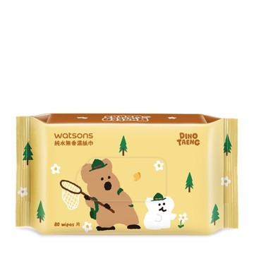 屈臣氏純水無香濕紙巾80抽-黃(DINOTAENG)