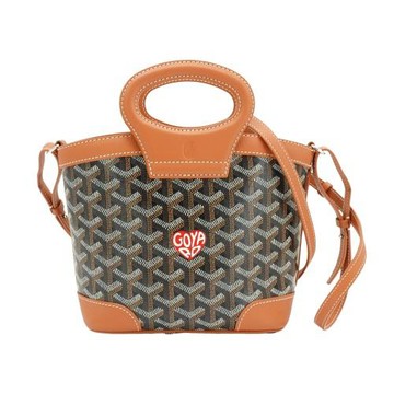 二手品 Goyard Beluga Mini 印花帆布手提/斜背水桶包(棕)