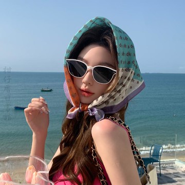 🔥3件8折🍊臺北出貨🍊可開發票春季新款韓國文藝風帶穗絲巾女夏季海邊拍照裝飾棉麻頭巾綁發飄帶