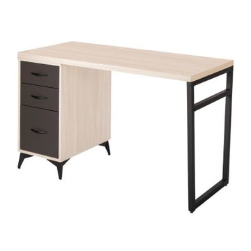 文創集 米雅麗雙色4尺三抽鐵腳書桌-120x60x79cm免組