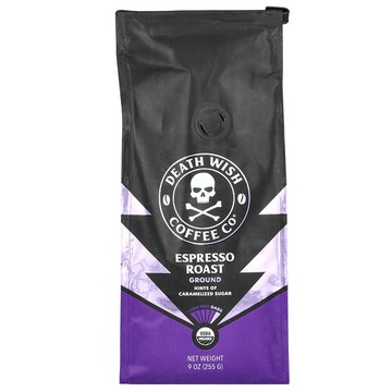 Death Wish Coffee, 研磨，濃縮式烘焙，9 盎司（255 克）