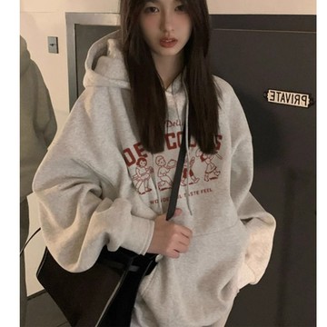 TGNS 純棉衛衣 大學t 薄衛衣 長袖上衣 oversize 大學t 潮流衣服 ins風 刷毛 卡通印花 秋冬上衣