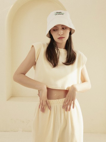 華夫格墊肩造型短版上衣