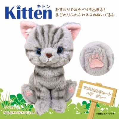 ぬいぐるみ 猫 キトン アメリカンショートヘア アメショ グレー Kitten 