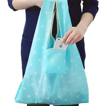 環保購物袋 6個  55 x 33 x 5cm  天藍底星星