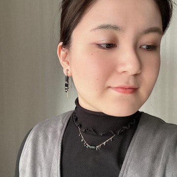 14KGF 黑蛋白石 × 碧璽 項鍊