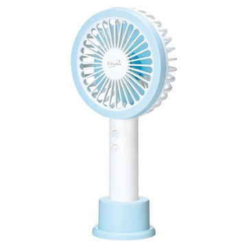 E-books手持立式兩用LED充電風扇-藍 兩段風速調節 USB充電 內建LED燈  1入