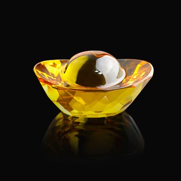 財源廣進｜招財｜幸運｜生意【LOTUS水晶】黃金元寶(大)(6.2X3.2X3.2CM)