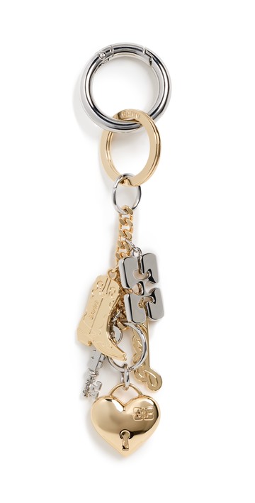 GANNI Silver and Gold Ganni Bou Charms Key Ring Mixed Colors One Size
