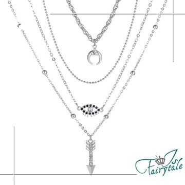 iSFairytale伊飾童話 透視之眼 民族月亮四層項鍊 銀