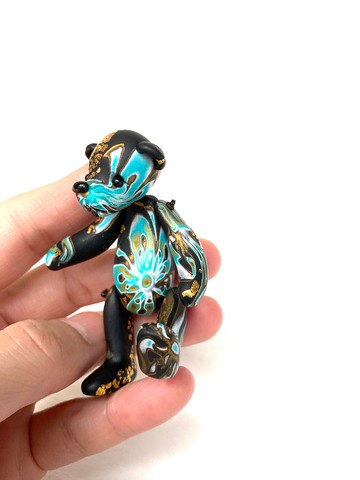 手作 軟陶可動關節圖騰泰迪熊 Jointed Caning Teddy Bear 01