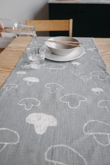 北歐風設計–蘑菇/香菇桌旗,灰 MUSHROOM Table Runner,Grey