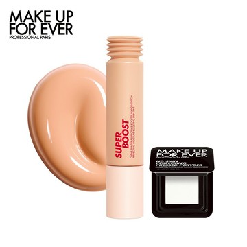 不遮比遮更透亮！【MAKE UP FOR EVER】NEW放鬆底妝！超能量水嫩輕感美肌乳 #02紅潤色💕+ 送 光圈蜜粉餅精巧瓶(透明色) 🎁#禮物獨家 #快速出貨
