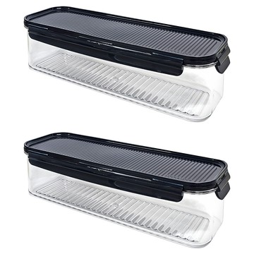 LocknLock 樂扣樂扣 Modular 積木晶透長方形保鮮盒 藍色  2個  1.8L