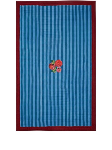 Lisa Corti - Nizam Stripes cotton reversible quilt - unisex - pure cotton - Single - Blue