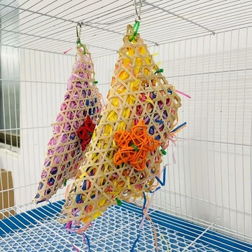臺灣出🚚鳥玩具 鳥拉絲草繩 竹編拉絲 紙質拉斯 鸚鵡啃咬玩具630