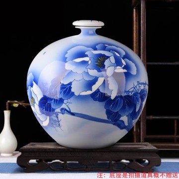 景德鎮手繪青花陶瓷空酒瓶酒壇中式客廳玄關擺件家用10斤15裝酒具