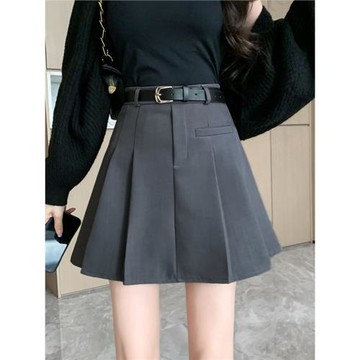 灰色西裝百褶裙春秋新款女裝性感高腰a字裙小個子顯瘦短裙半身裙