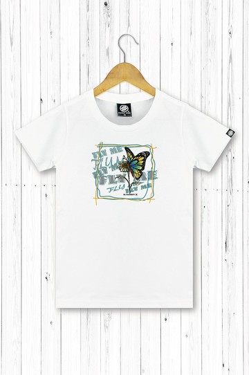 STATELYWORK 蝴蝶手繪圖-女白T恤