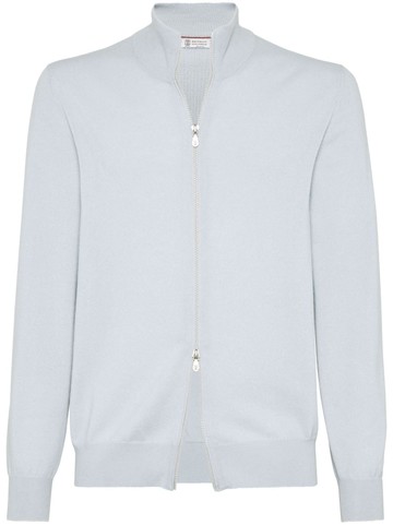 Brunello Cucinelli - zip-up cashmere cardigan - men - Cashmere - 58 - Blue
