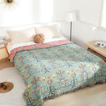 綠梅語純棉紗布毛巾被毛巾毯單雙人全棉沙發空調被蓋毯子午休毯子