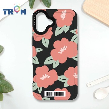 TRON IPHONE 16 PLUS 平塗手繪花朵A款 防摔 MAGSAFE 磁吸 太空載具殼 透白 手機殼