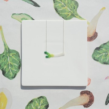 NoMatch不合設計大蔥磨砂半透明手工玻璃串珠925純銀項鏈鎖骨鏈