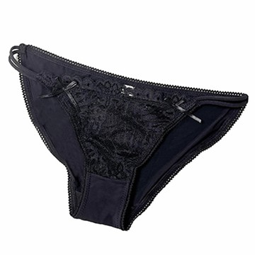 冰絲繫帶蕾絲內褲(黑色 女M)