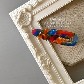Bellovia ꕤ 正韓🇰🇷 色彩狂歡派對 小華麗髮夾 醋酸髮夾 邊夾 瀏海夾 韓國製 france金標 鴨嘴夾