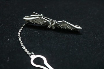 銀色天使之翼領帶夾/商務男百搭好物/獨特設計