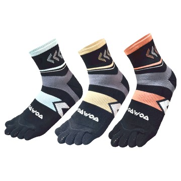 WOAWOA能量激發五趾襪-中筒加厚款-3入組  1入  M  黑色