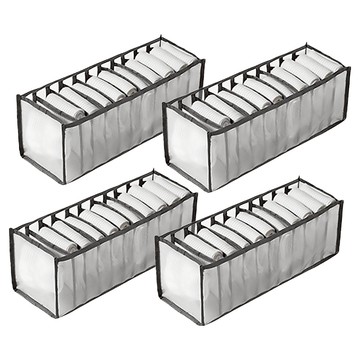 BangJiaShi 幫家適 衣物收納袋 11格  灰色  4個  12 x 32 x 12cm