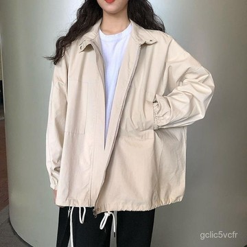 韓版外套  寬鬆外套 韓版工裝上衣 長袖上衣女 風衣外套女 青少學生外套 復古外套 夾剋 上衣 工裝外套 外套 薄外套