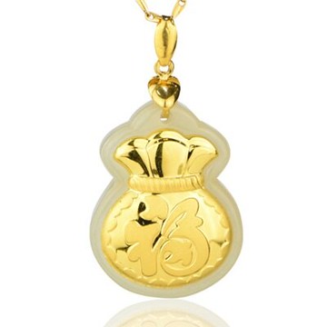 金鑲玉項鍊 和闐玉吊墜-精美加厚福袋百搭生日情人節禮物男女飾品73gf15【獨家進口】【米蘭精品】